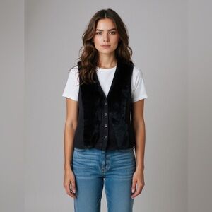 The Cue Cher Qu Rabbit Fur Vest Buttom Front S